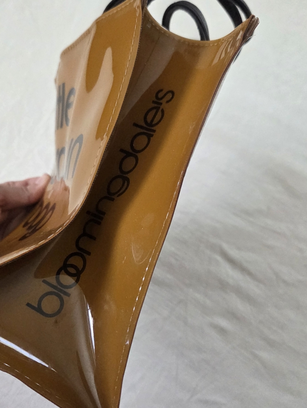 Vintage Bloomingdales Glossy Little Brown Bag Small Tote - Picture 5 of 10